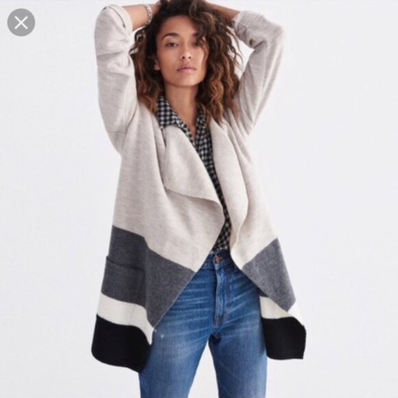 Madewell Meridian Sweater Coat Colorblock Wool - Picture 2 of 7